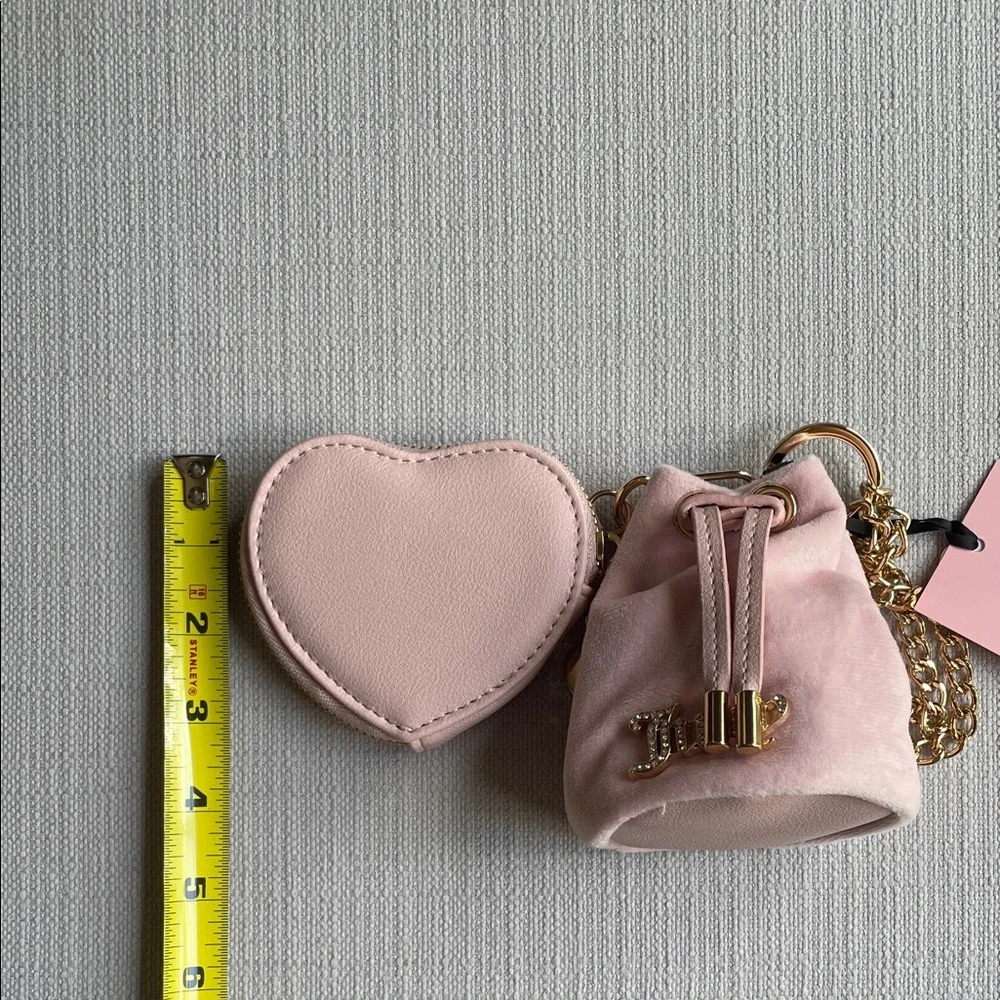 Juicy Couture angel Velvet Drawstring and heart micro bags - pink clay
